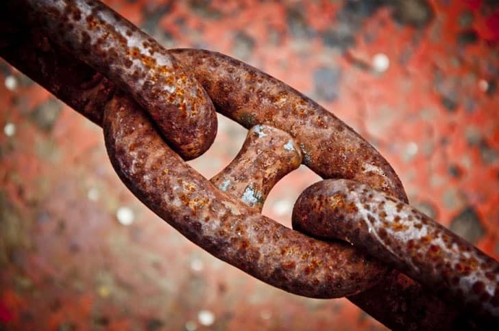 Corroded industrial chain